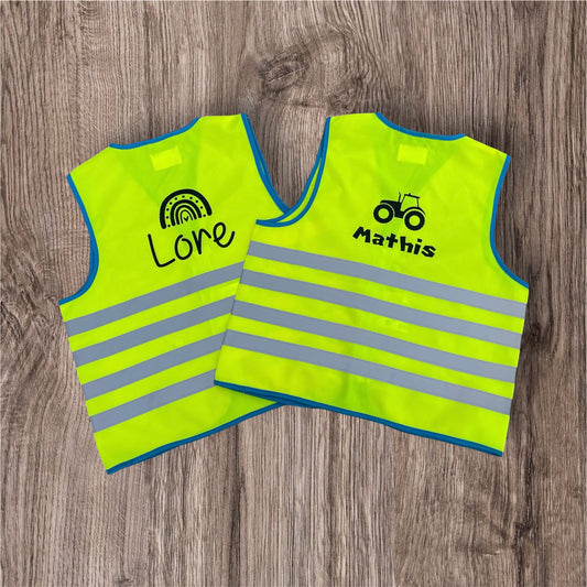Fluovest kind met naam en afbeelding
